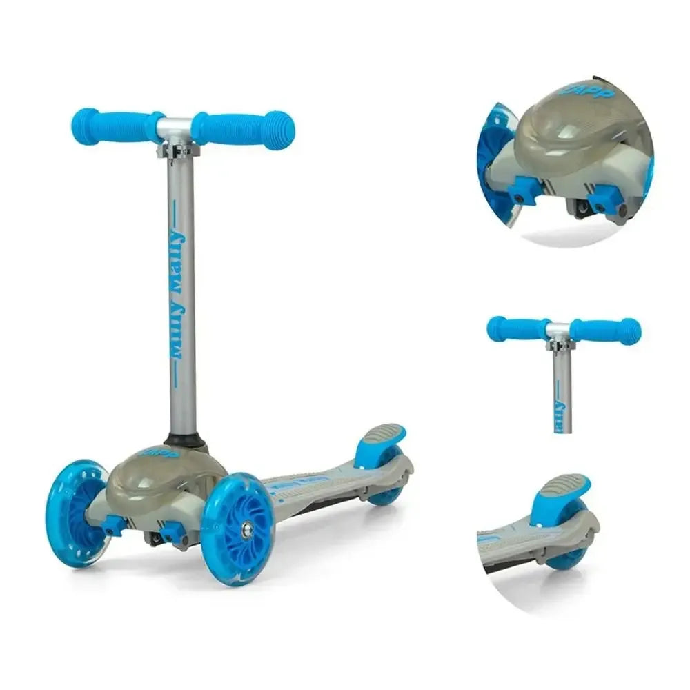Triratukas vaikams Milly Mally Scooter LED ratukai iki 50 kg reguliuojamas stabdys