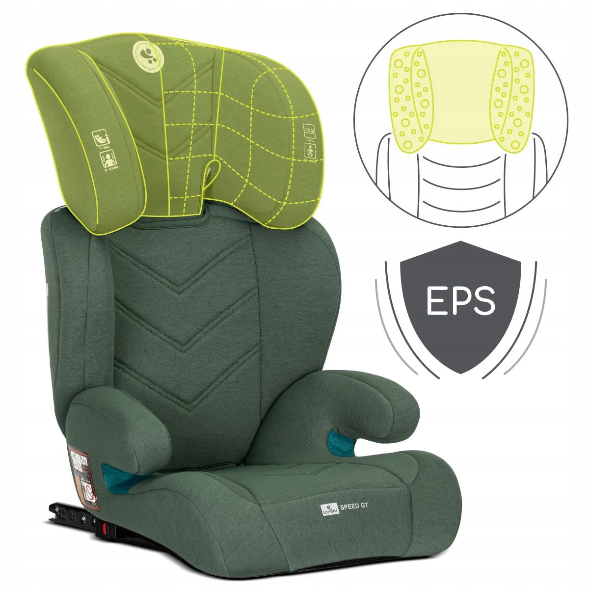 Vaikiška automobilinė kėdutė I-SIZE ISOFIX 15-36 kg Speed GT su paaukštinimu