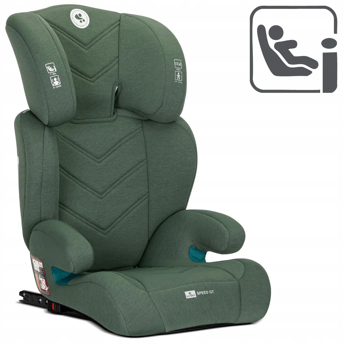 Vaikiška automobilinė kėdutė I-SIZE ISOFIX 15-36 kg Speed GT su paaukštinimu