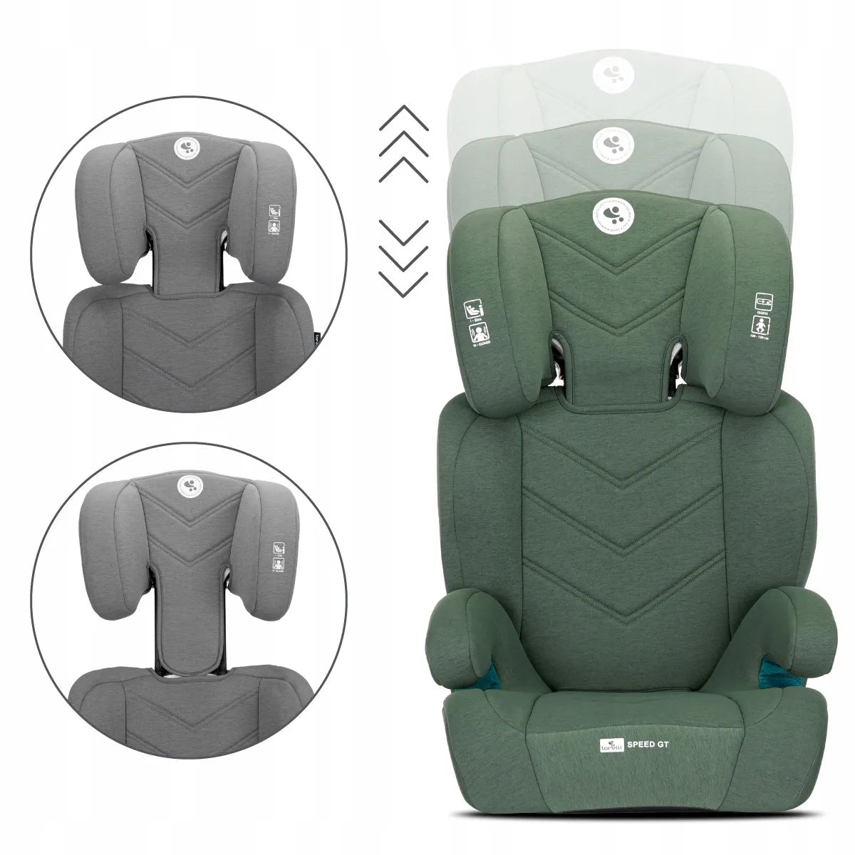 Vaikiška automobilinė kėdutė I-SIZE ISOFIX 15-36 kg Speed GT su paaukštinimu