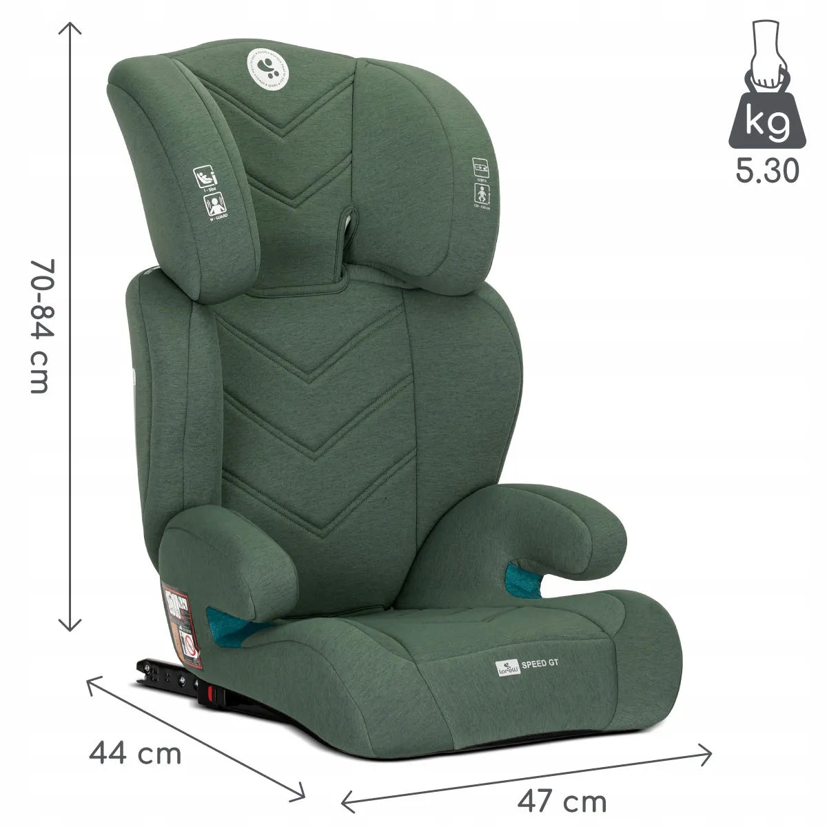 Vaikiška automobilinė kėdutė I-SIZE ISOFIX 15-36 kg Speed GT su paaukštinimu