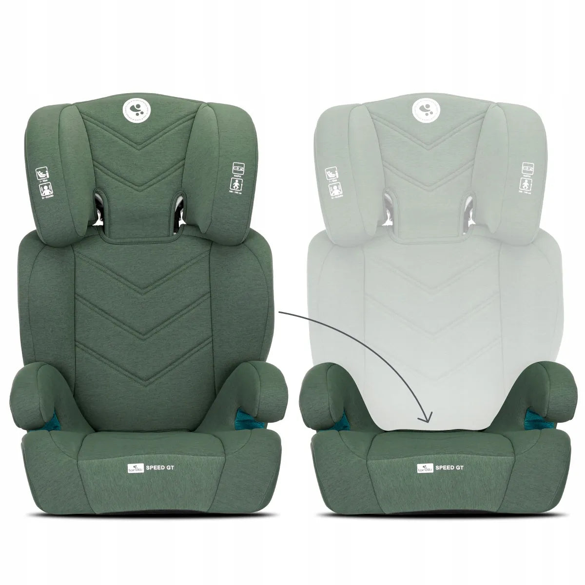 Vaikiška automobilinė kėdutė I-SIZE ISOFIX 15-36 kg Speed GT su paaukštinimu