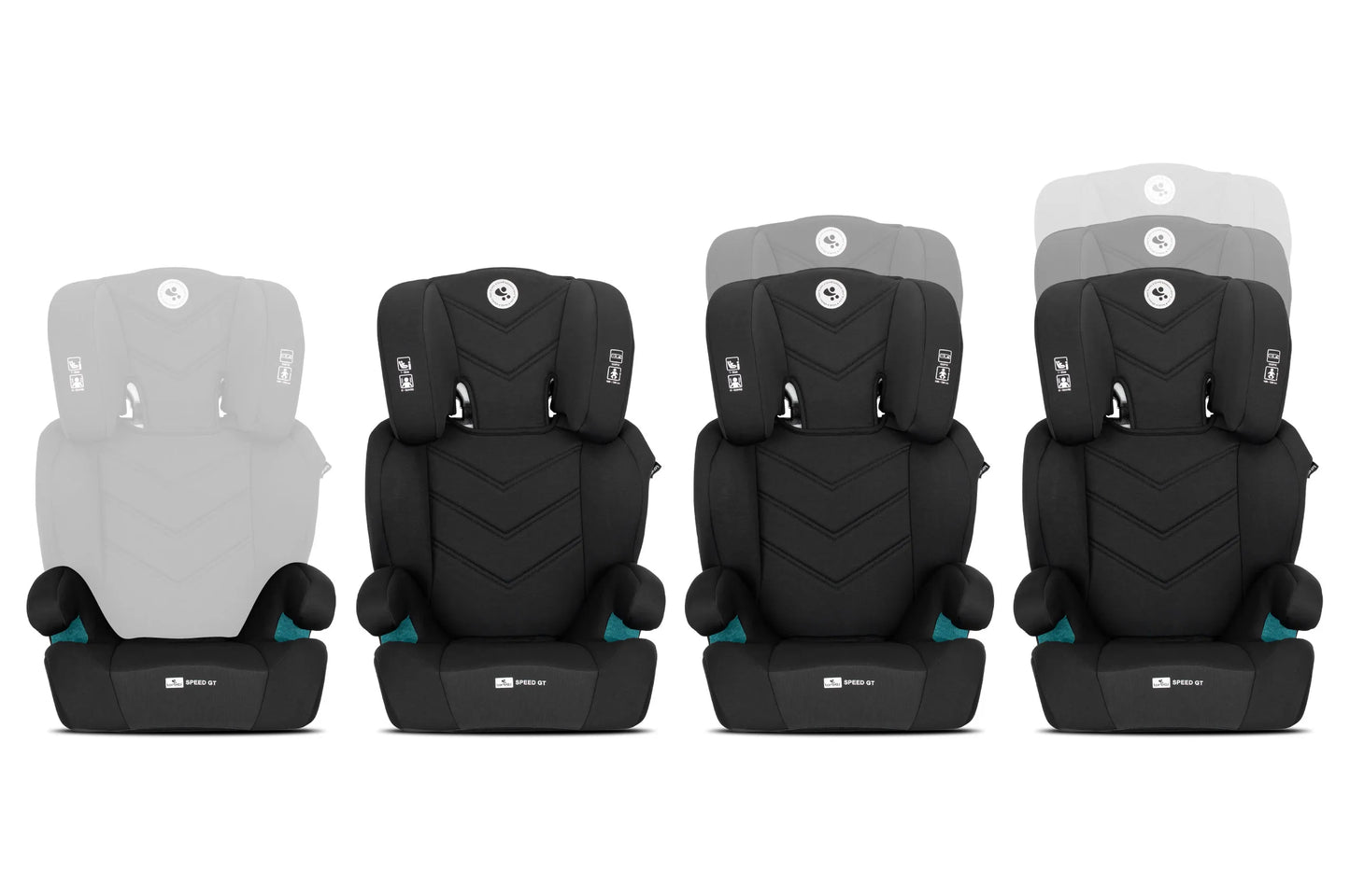 Vaikiška kėdutė Lorelli Speed GT I-SIZE ISOFIX 15-36 kg su paaukštinimu, juoda