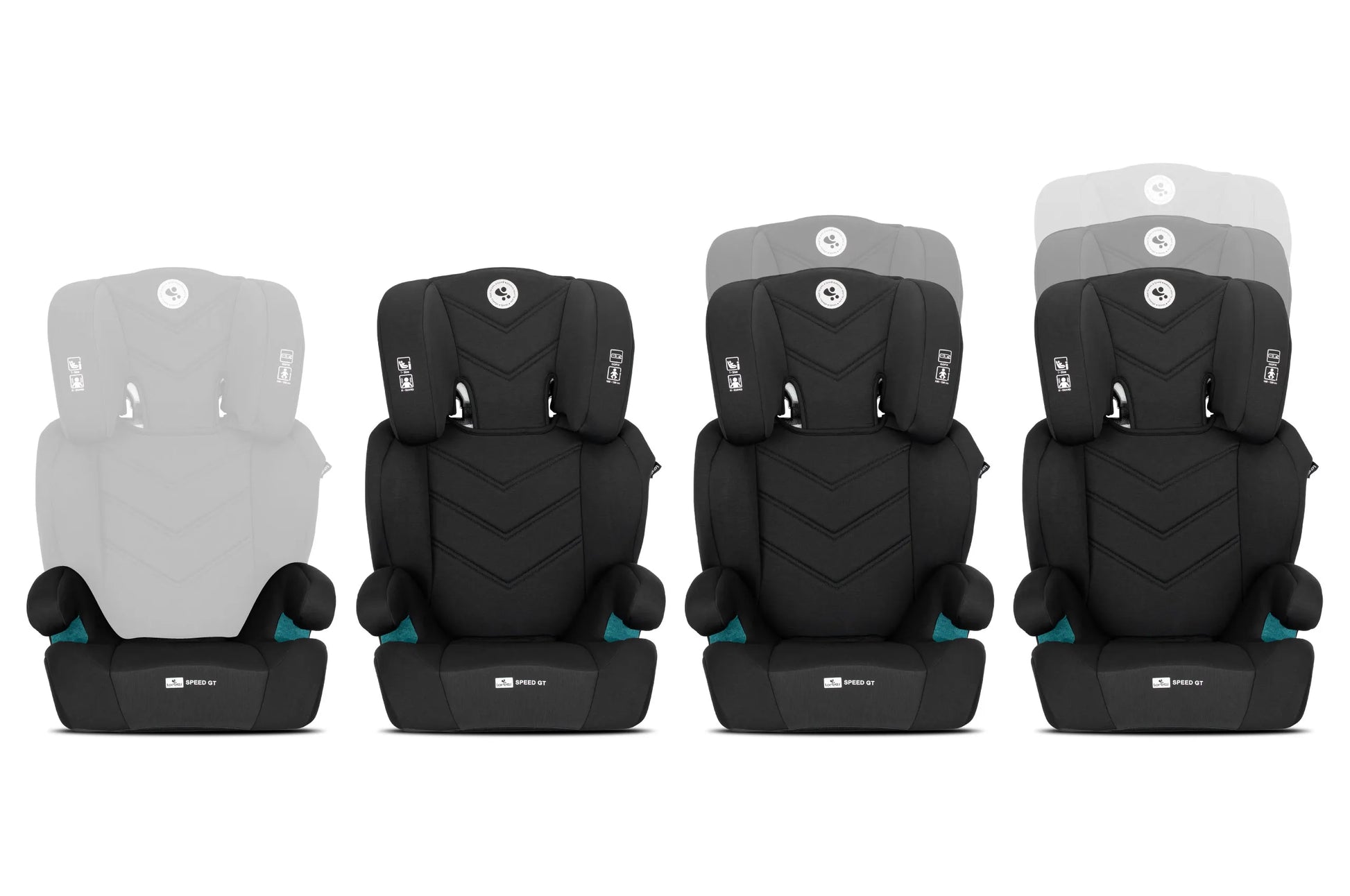 Vaikiška kėdutė Lorelli Speed GT I-SIZE ISOFIX 15-36 kg su paaukštinimu, juoda