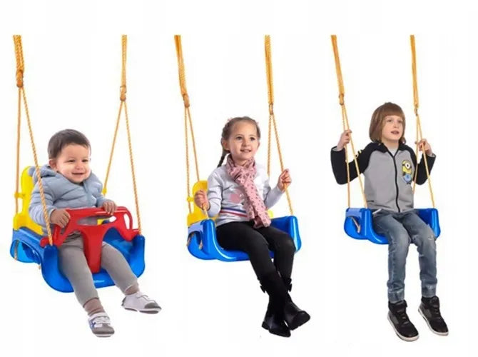 Vaikiškos sodo sūpynės, pakabinamas krėslas, tvirtas 3in1 kaušinis modelis su diržais, žalias