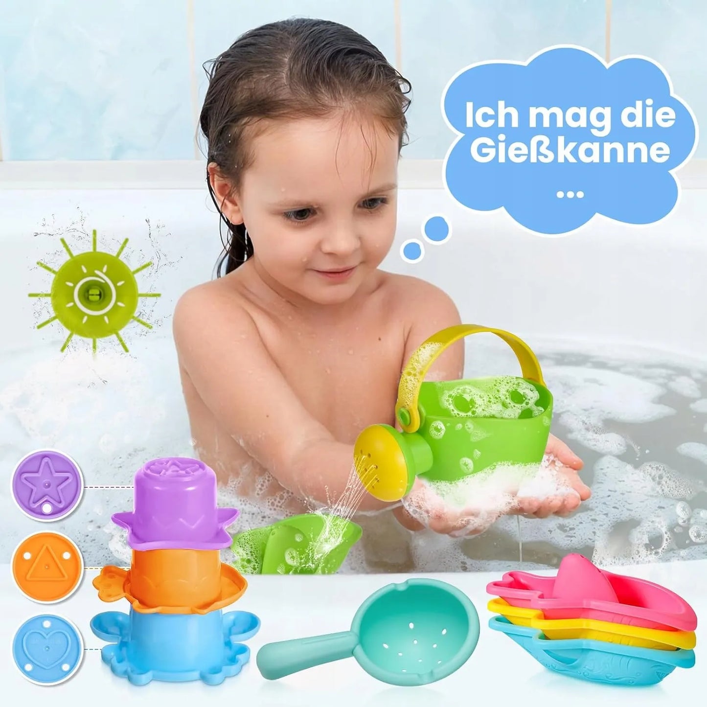 Vonios žaislai vaikams, 10 dalių rinkinys