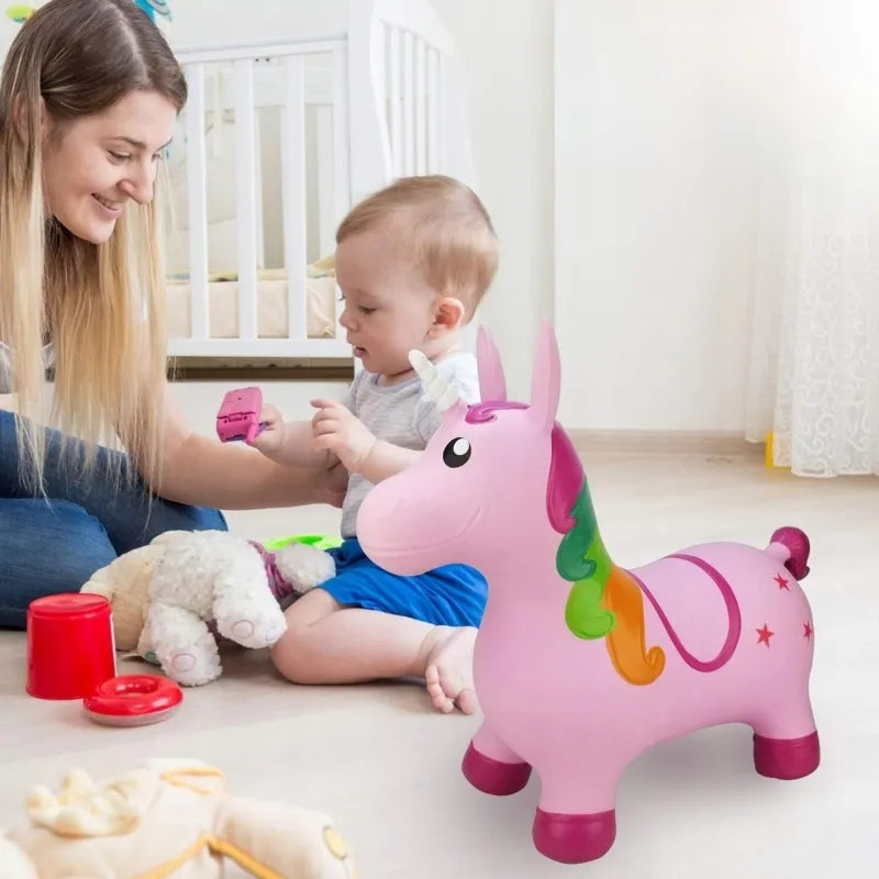 Woopie guminis šokliukas vienaragis rožinis + pompa