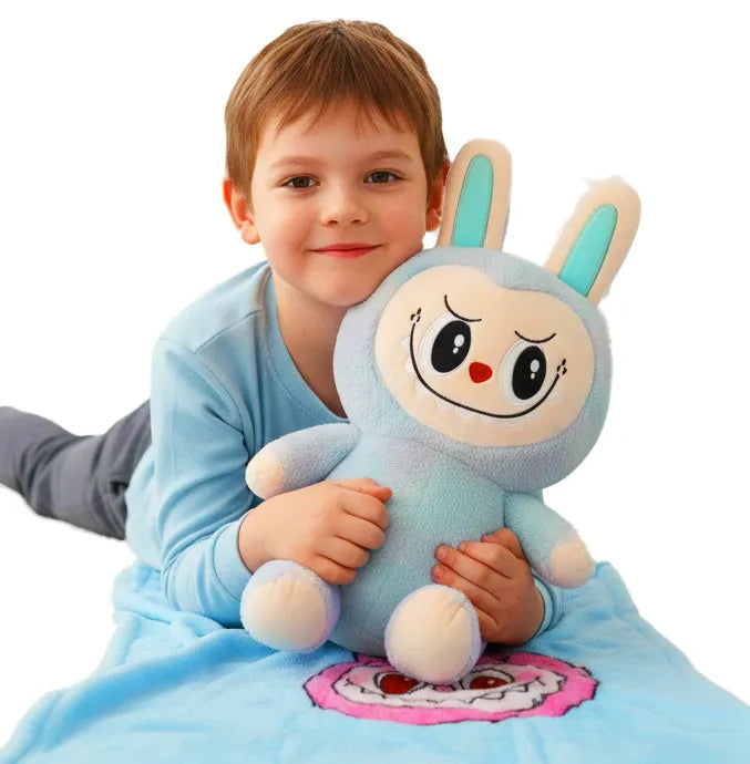 XXL Labubu pliušinis žaislas 50 cm – didelis žaislas su 160 cm antklode